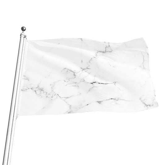 White Grunge Marble Print Flag