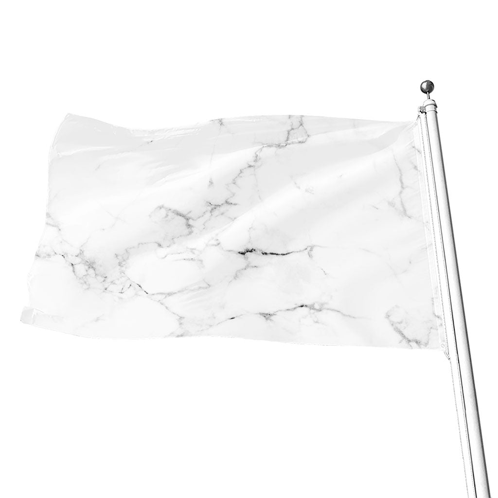 White Grunge Marble Print Flag