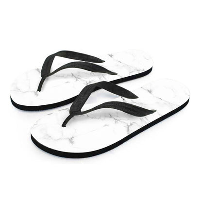 White Grunge Marble Print Flip Flops