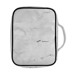White Grunge Marble Print Front Pocket Bible Bag