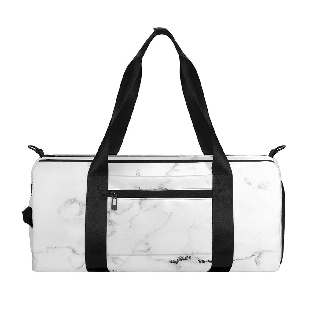 White Grunge Marble Print Gym Bag