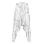 White Grunge Marble Print Hammer Pants