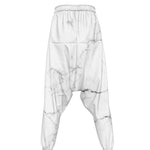 White Grunge Marble Print Hammer Pants
