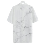 White Grunge Marble Print Hawaiian Shirt