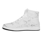 White Grunge Marble Print High Top Leather Sneakers
