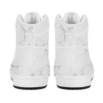 White Grunge Marble Print High Top Leather Sneakers