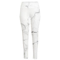 White Grunge Marble Print High-Waisted Pocket Leggings