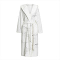 White Grunge Marble Print Hooded Bathrobe