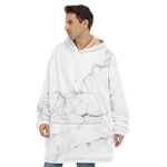 White Grunge Marble Print Hoodie Blanket
