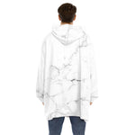 White Grunge Marble Print Hoodie Blanket