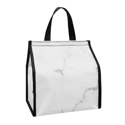 White Grunge Marble Print Insulated Lunch Tote