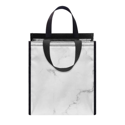 White Grunge Marble Print Insulated Lunch Tote