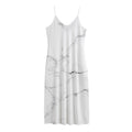 White Grunge Marble Print Jersey Midi Cami Dress