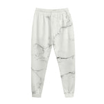 White Grunge Marble Print Jogger Pants
