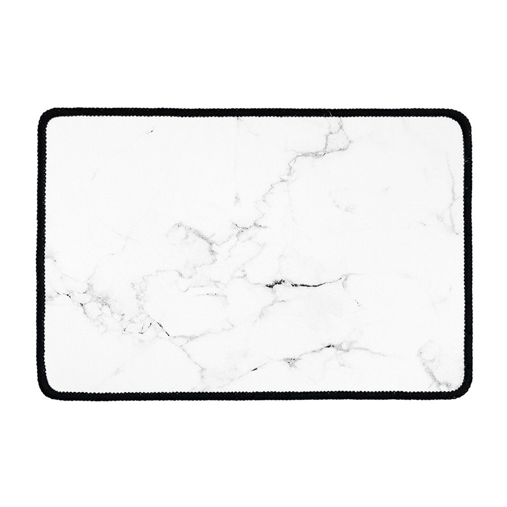White Grunge Marble Print Kitchen Mat