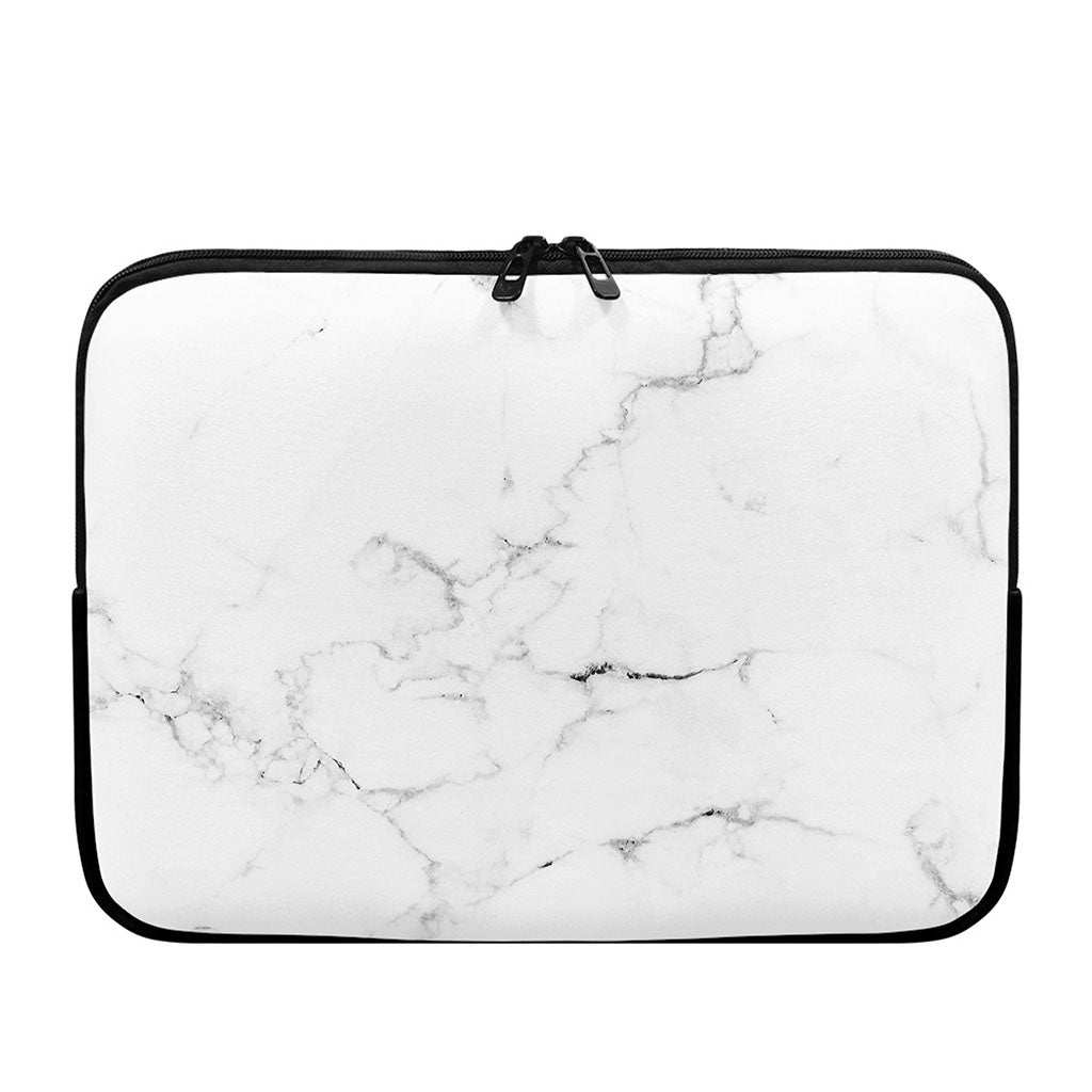 White Grunge Marble Print Laptop Sleeve