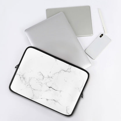 White Grunge Marble Print Laptop Sleeve
