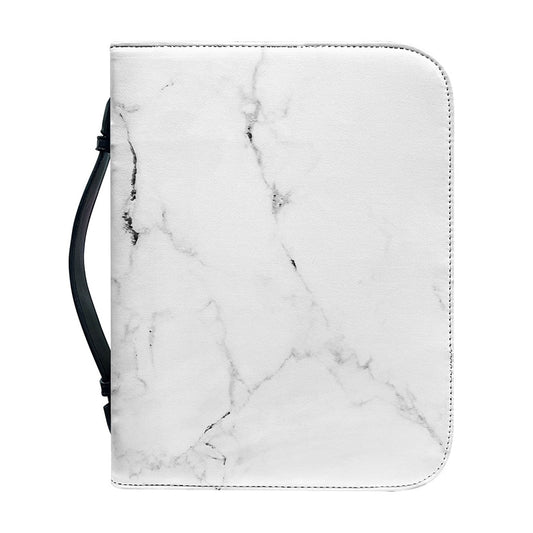 White Grunge Marble Print Leather Bible Cover