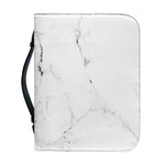 White Grunge Marble Print Leather Bible Cover