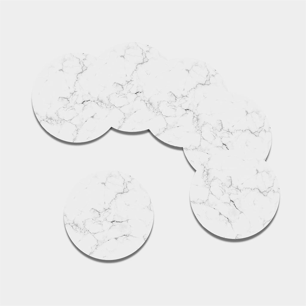 White Grunge Marble Print Leather Coaster Set