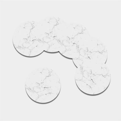 White Grunge Marble Print Leather Coaster Set