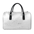 White Grunge Marble Print Leather Duffel Bag