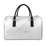 White Grunge Marble Print Leather Duffle Bag