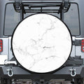 White Grunge Marble Print Leather Spare Tire Cover
