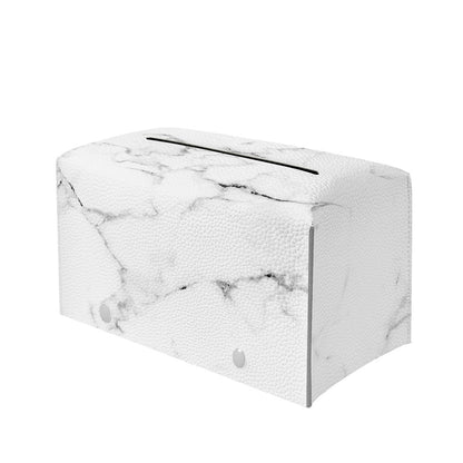 White Grunge Marble Print Leather Tissue Box Cover