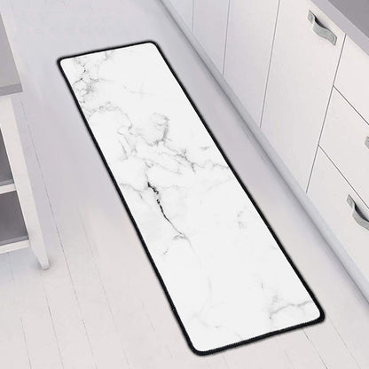 White Grunge Marble Print Long Kitchen Mat