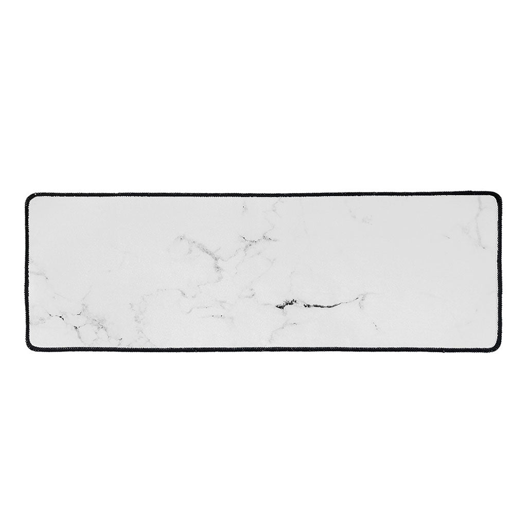 White Grunge Marble Print Long Kitchen Mat
