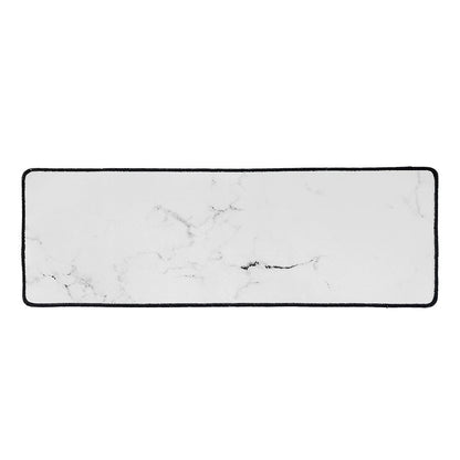 White Grunge Marble Print Long Kitchen Mat