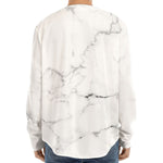 White Grunge Marble Print Long Sleeve Baseball Jersey