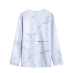 White Grunge Marble Print Long Sleeve Short Coat