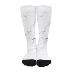 White Grunge Marble Print Long Socks
