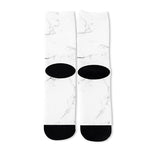 White Grunge Marble Print Long Socks