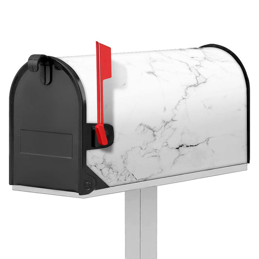 White Grunge Marble Print Mailbox Cover