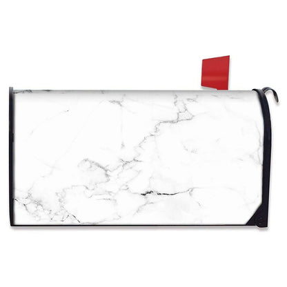 White Grunge Marble Print Mailbox Cover
