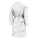 White Grunge Marble Print Men's Bathrobe