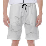 White Grunge Marble Print Men's Beach Shorts