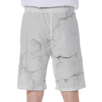 White Grunge Marble Print Men's Beach Shorts