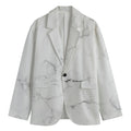 White Grunge Marble Print Men's Blazer