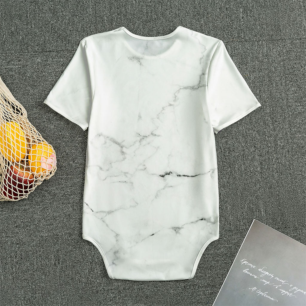 White Grunge Marble Print Men's Bodysuit