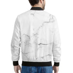 White Grunge Marble Print Men's Bomber Jacket