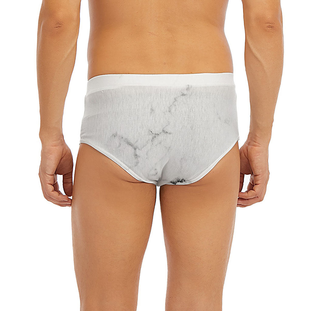 White Grunge Marble Print Men's Briefs