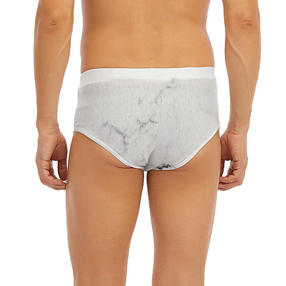 White Grunge Marble Print Men's Briefs