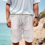 White Grunge Marble Print Men's Cargo Shorts