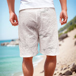 White Grunge Marble Print Men's Cargo Shorts