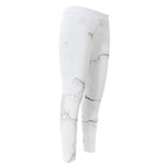 White Grunge Marble Print Men's Compression Pants