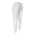 White Grunge Marble Print Men's Compression Pants